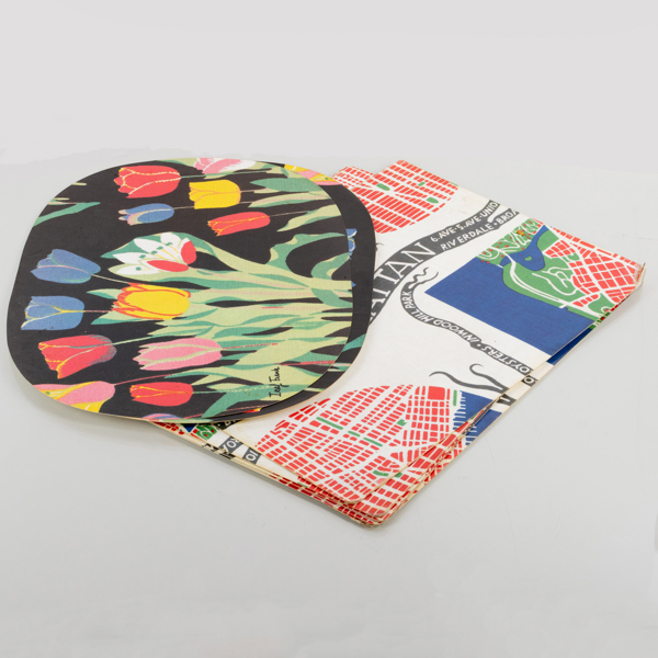 JOSEF FRANK, 8 st, bordstabletter, "Manhattan" och "Tulpan", Firma Svenskt Tenn
