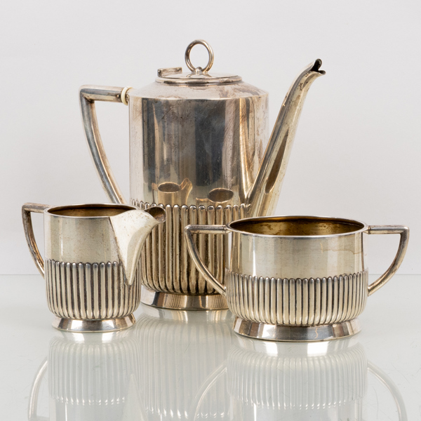 KAFFESERVIS, 3 del, silver, CG Hallberg, 1916, tot vikt ca 580 g