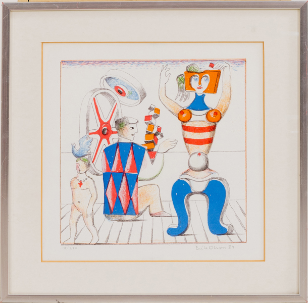 ERIK OLSON (1919-2006), färglitografi, signerad och daterad -84