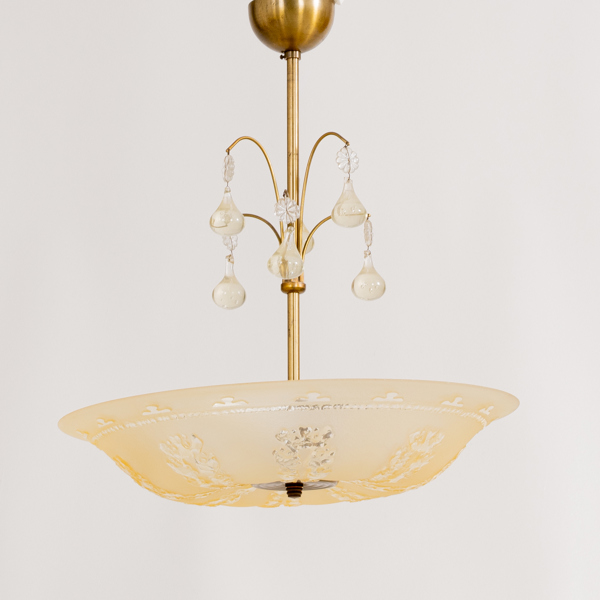 TAKLAMPA, mässing, 1930-/40-tal