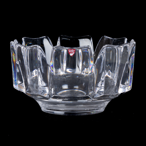 LARS HELLSTEN, skål, glas, "Corona", Orrefors, signerad