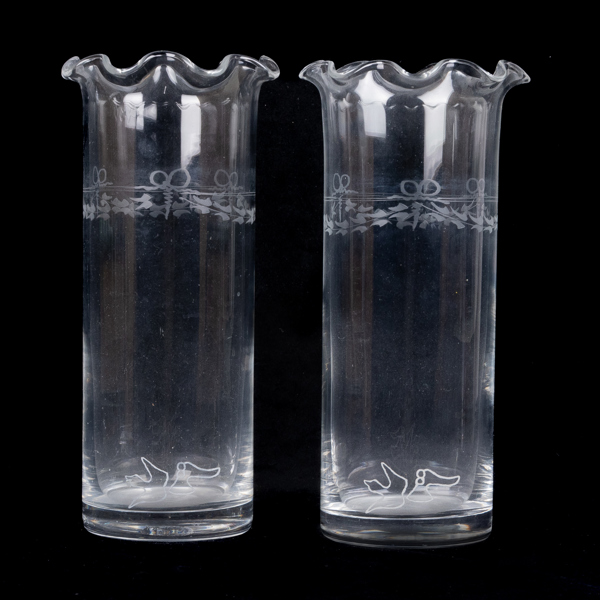 VASER, 1 par, glas, "Antik", Reijmyre, 1900-tal