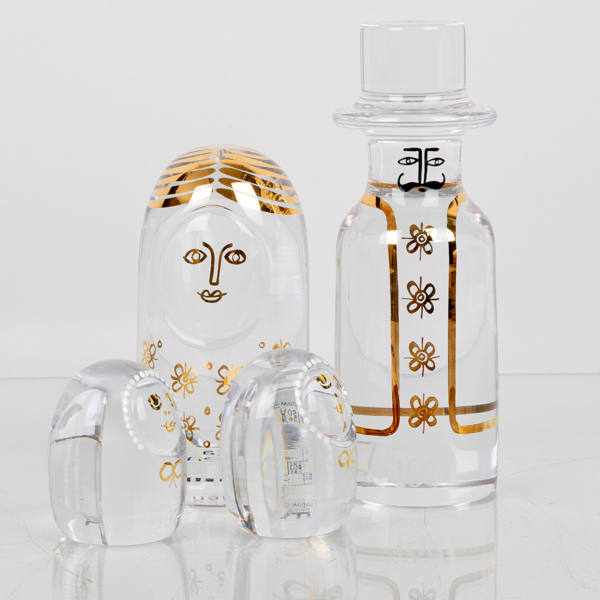 GÖRAN WÄRFF, 4 st figurer, glas, Kosta, signerade och daterade 1970/1971
