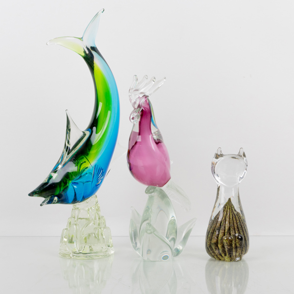 FIGURER, 3 st, glas, 1900-talets andra hälft, osignerade