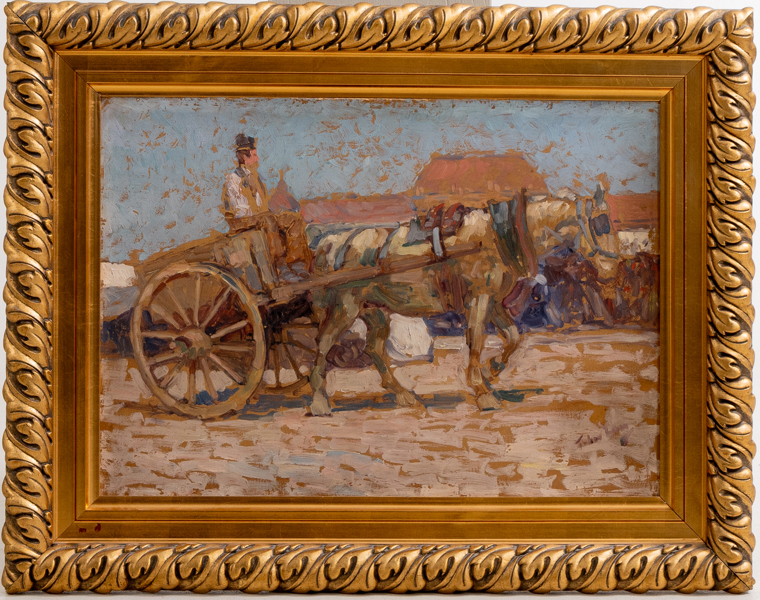 OIDENTIFIERAD KONSTNÄR, olja på pannå, 1900-tal, otydligt signerad
