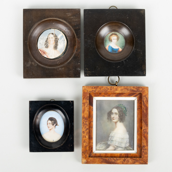 MINAITYRMÅLNINGAR, 4 st, blandtekniker, bla signerad M Stieten, 1800-tal