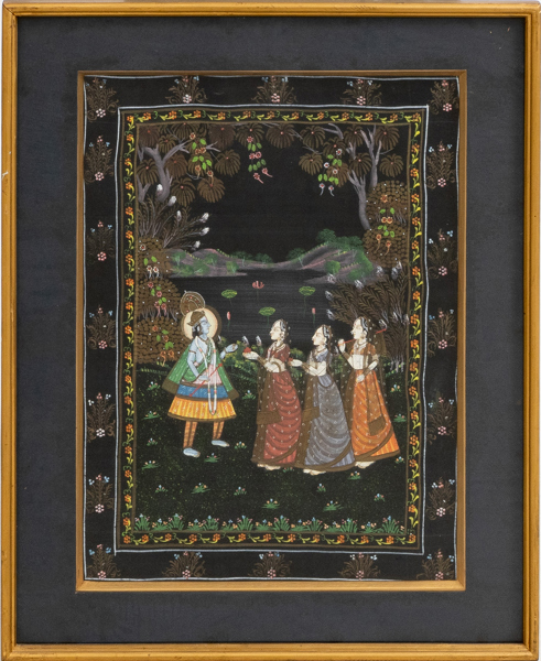 TAVLA, målning på textil, orientalisk, 1900-tal