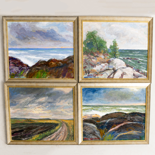 NILS CARLSTEDT (1898-1980), 4 st, olja på pannå, bla signerade