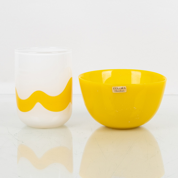 INGEBORG LUNDIN, vas samt skål, "Colora", glas, Orrefors