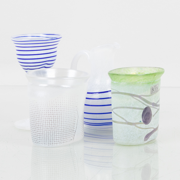 BERTIL VALLIEN, 4 st, miniatyrer, glas, Kosta Boda, signerade