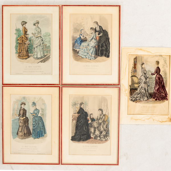 TRYCK, 5 st, "La Mode Illustrée", Frankrike, 1900-tal