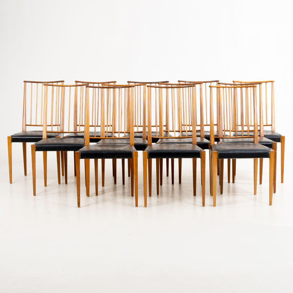 JOSEF FRANK, 12 st stolar, modell "970", Firma Svenskt Tenn, 1900-talets mitt