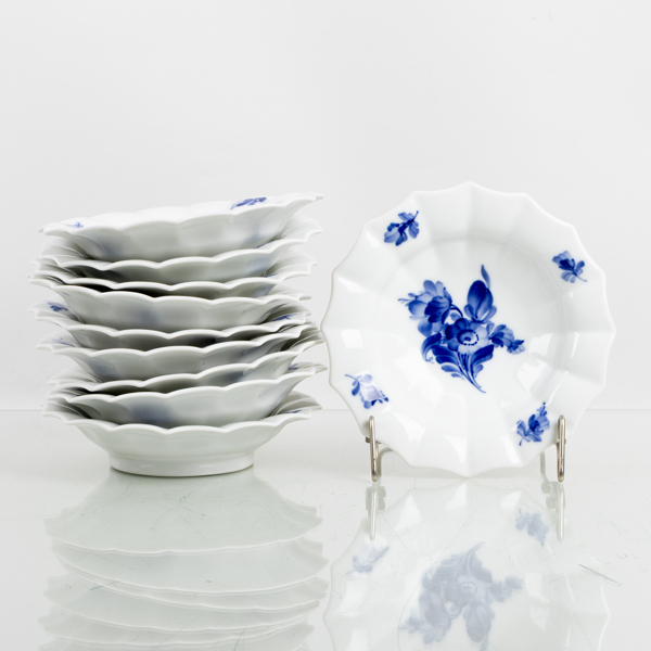 DESSERTSKÅLAR, 10 st, porslin, "Blå blomst", Royal Copenhagen