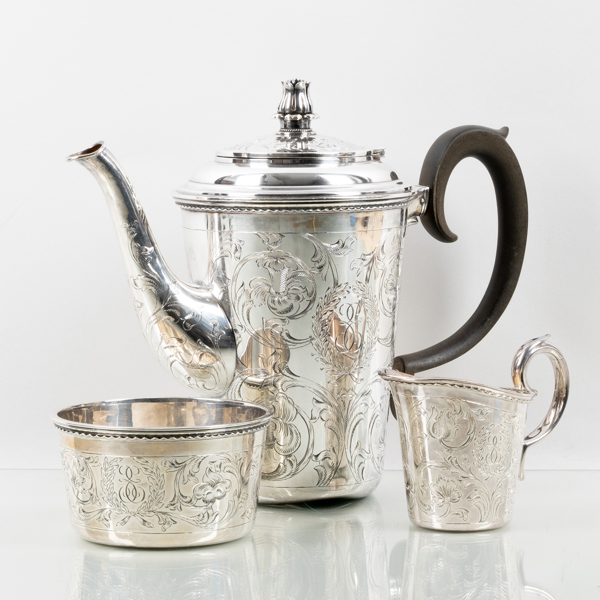 HELGE LINDGREN (1895‑1982), 3 del kaffeservis, Firma K Andersson, Stockholm 1945