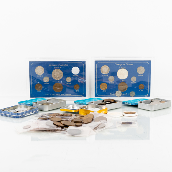 SAMLING MYNT, ca 200 st, mestadels Sverige, Norge och Finland, 1800-/1900-tal