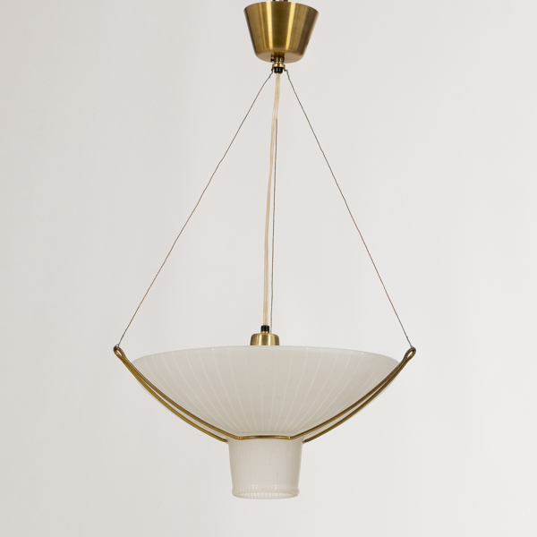 HANS BERGSTRÖM, taklampa, glas och mässing, "Folklampan", Ateljé Lyktan, 1940-/50-tal