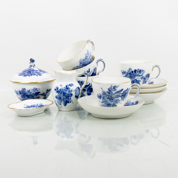 KAFFESERVIS, 7 del, porslin, "Blå Blomst", Royal Copenhagen