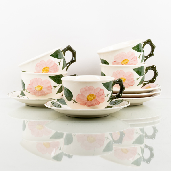 TEKOPPAR MED FAT, 5 st, porslin, "Wild-Rose", Villeroy & Boch