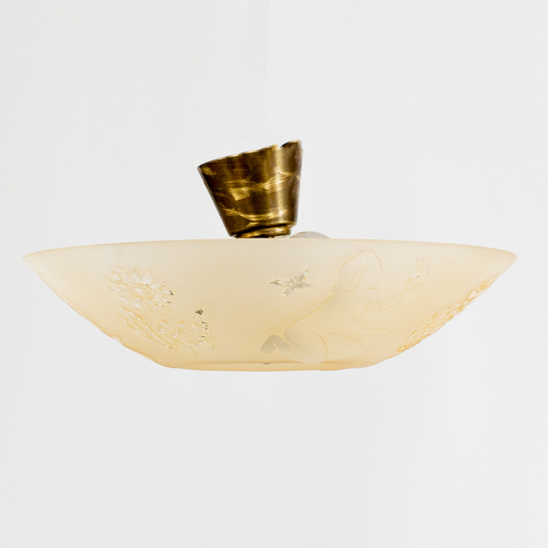 TAKPLAFOND, glas och mässing, 1930-/40-tal