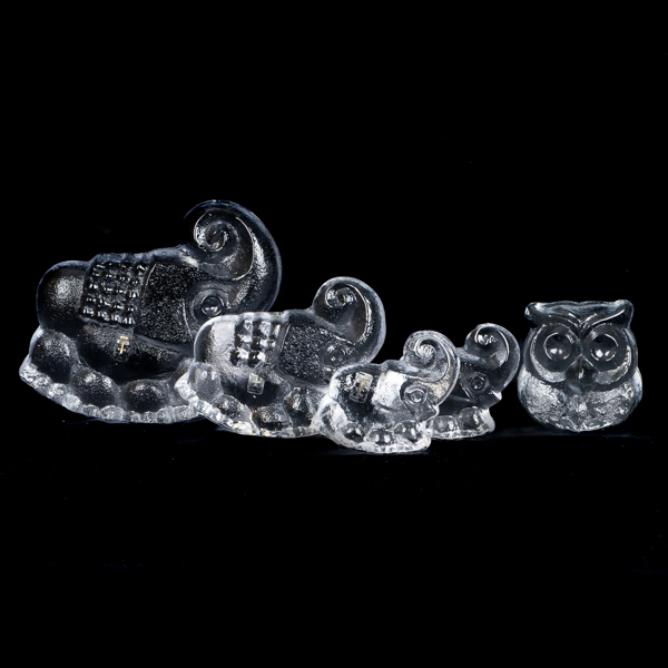 LARS HELLSTEN, 5 st figurer, glas Skruf, 1900-talets andra hälft