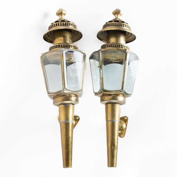 VAGNSLYKTOR, 1 par, mässing, London Lamp Co, sannolikt 1900-tal