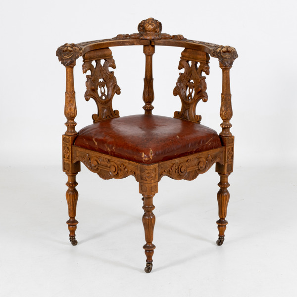 KARMSTOL, sk puderstol, ek, 1800-/1900-tal