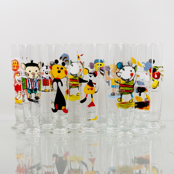 ÖGLAS, 12 st, glas, motiv efter Lasse Åberg, 1900-/2000-tal