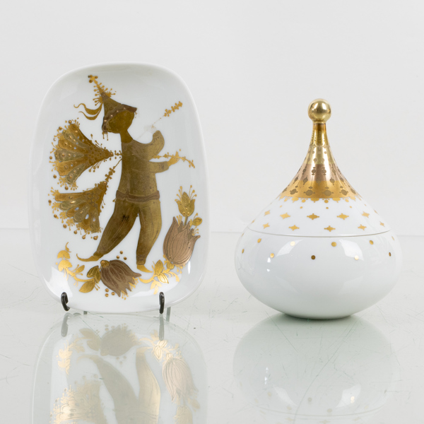 BJÖRN WINBLAD, fat och ask, porslin, Rosenthal studio line, 1900-talets andra hälft