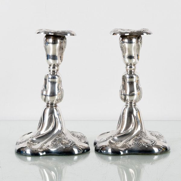 LJUSSTAKAR, 1 par, silver, 1900-tal