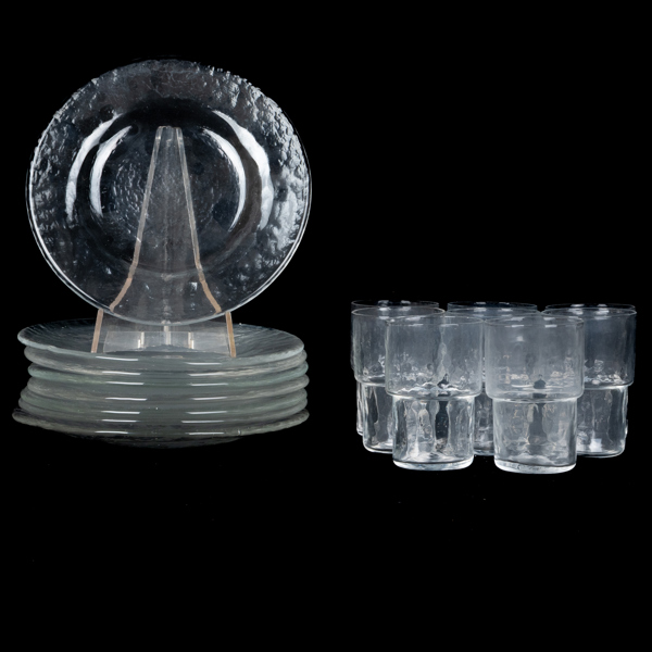 SERVISDELAR, 16 del, glas, "Rustika", Pukeberg, 1900-talets andra hälft