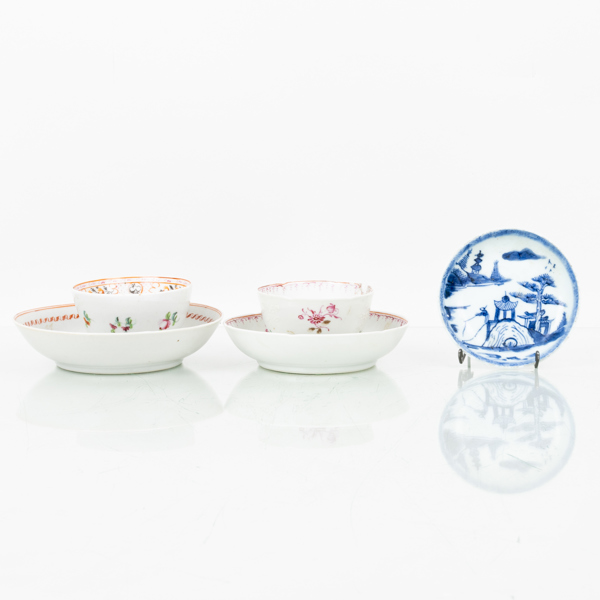 SKÅLAR OCH FAT, 5 st, porslin, Kina, mestadels Qianlong (1736-1795)