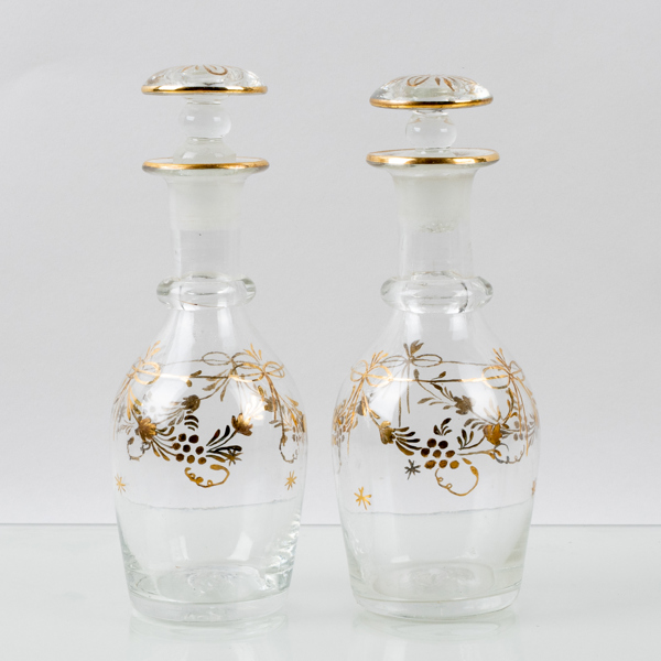 FLAKONGER, 1 par, glas, 1800-tal