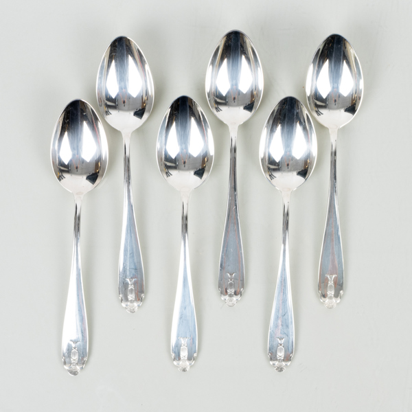 SKEDAR, 6 st, silver, GAB, 1945, tot vikt ca 210 g