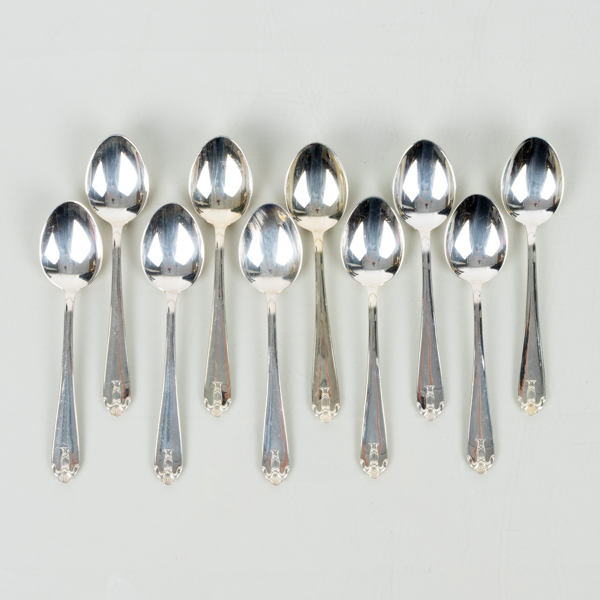 SKEDAR, 10 st, silver, GAB, 1990-tal, tot vikt ca 285 g