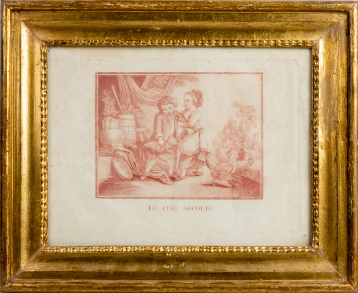 GRAFISKT BLAD, "Le Coq secouru", Frankrike, 1800-tal