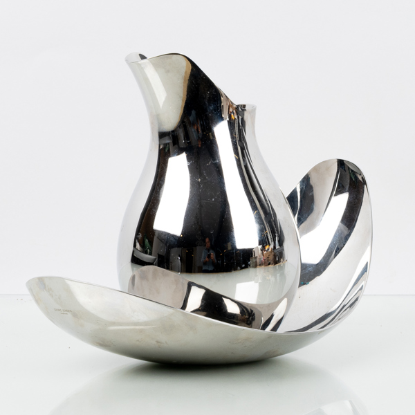 GEORG JENSEN, skål och kanna, rostfritt stål, Danmark, 2000-tal