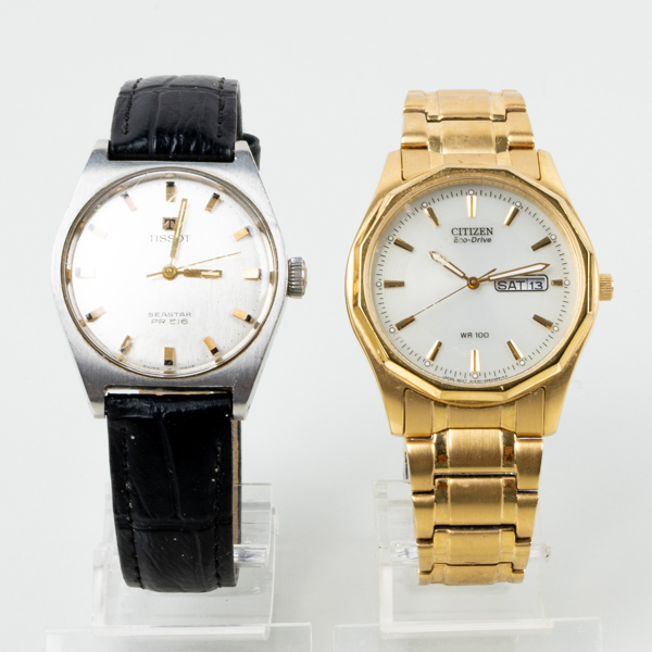 HERRARMBANDSUR, 2 st, Tissot, Seastar PR516 samt Citizen, Eco-Drive, stål, 1900-talets andra hälft