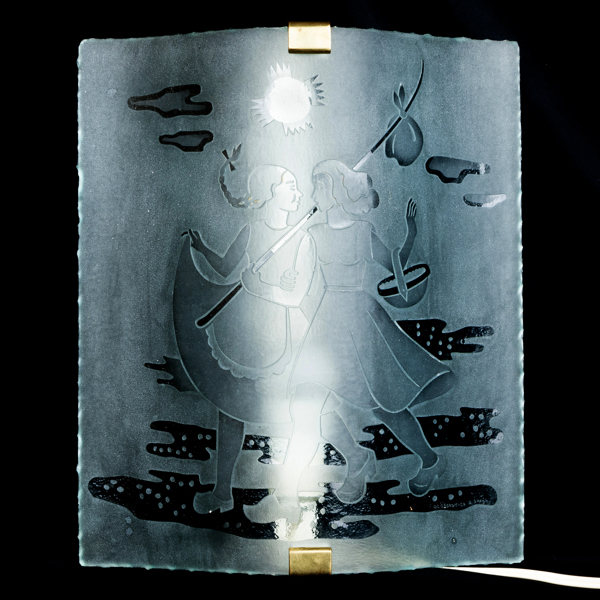 ULLA SKOGH, vägglampa, Glössner, 1940-tal, signerad