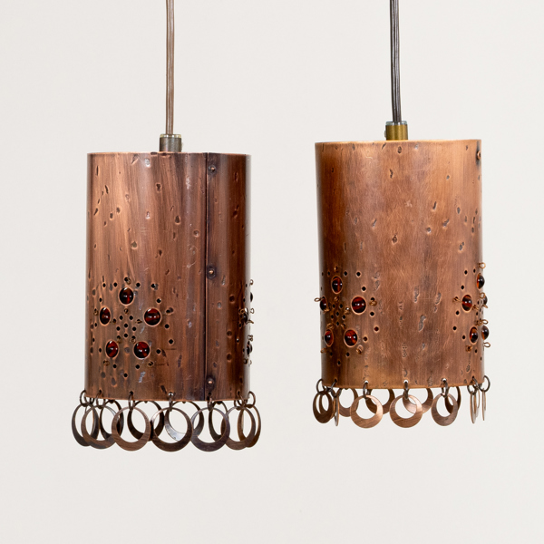 FÖNSTERLAMPOR, 1 par, koppar, 1960-/70-tal