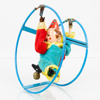 LEKSAK, metall och textil, "Circus clown", Roly Poly wind up, 1900-talets mitt