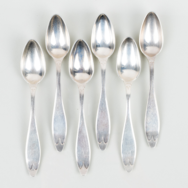 KAFFESKEDAR, 6 st, silver, LJB 1855, tot vikt ca 100 g