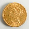 MYNT, 21,6 k guld, five dollars, United States of America, vikt ca 8,4 g