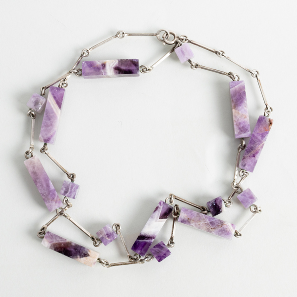 COLLIER, sterlingsilver och ametister, 1900-talets mitt