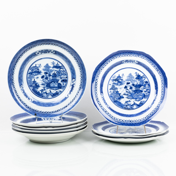 TALLRIKAR, 4 + 5 st, porslin, Kina, 1700-/1800-tal