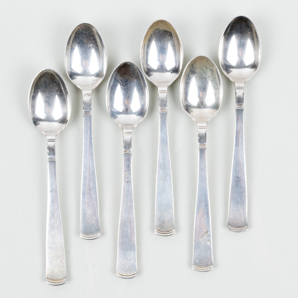 KAFFESKEDAR, 6 st, silver, GAB, 1964, tot vikt ca 90 g