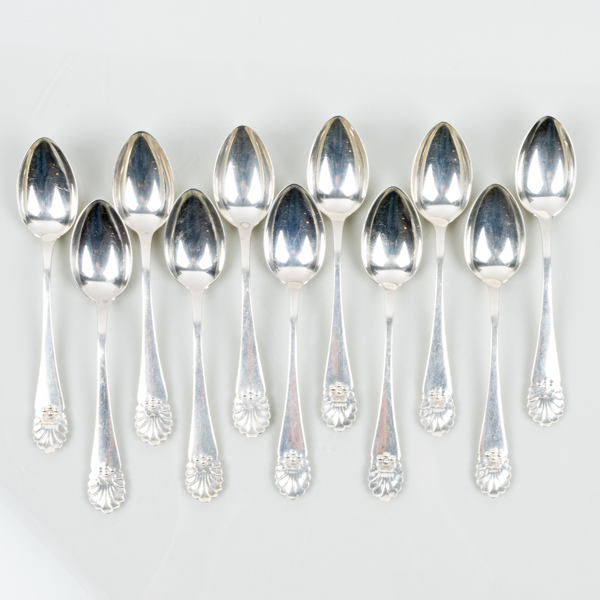 KAFFESKEDAR, 11 st, silver, MGAB, 1931, tot vikt ca 140 g