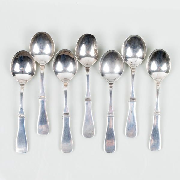 KAFFESKEDAR, 7 st, silver, MGAB, 1971, tot vikt ca 80 g