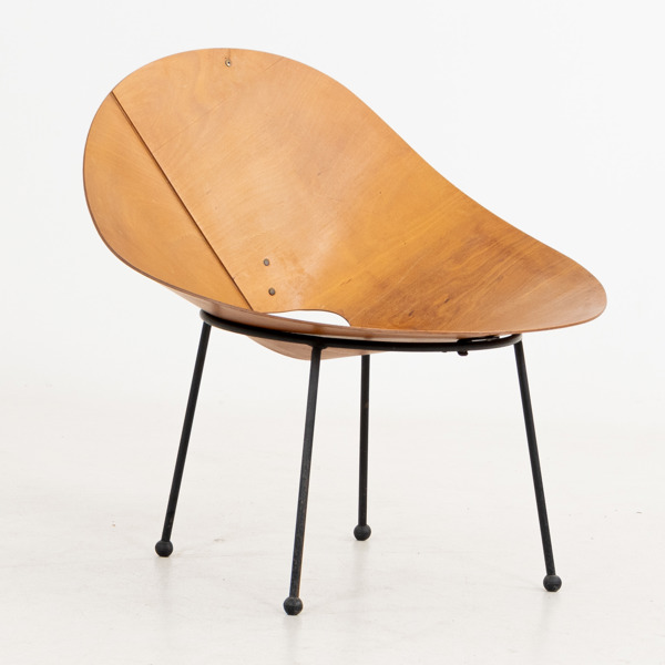STOL, plywood och lackerad metall, Descon, 1900-talets mitt