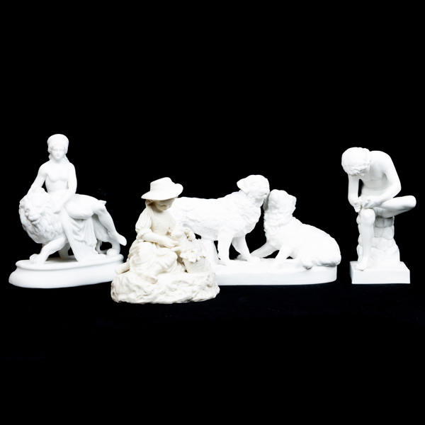 FIGURINER, 4 st, parian, 1800-/1900-tal