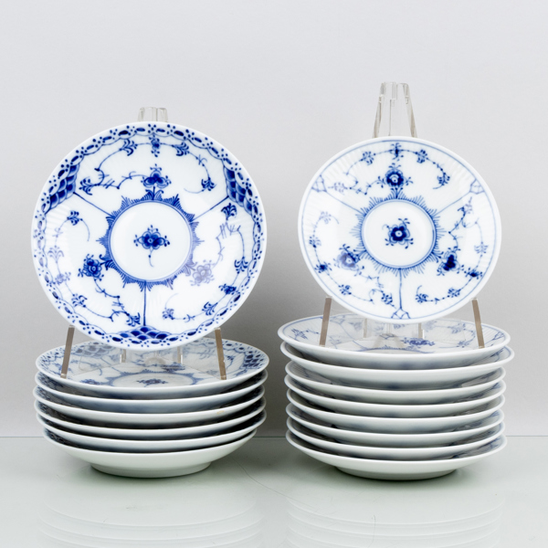 KAFFEFAT, 16 st, porslin, "Musselmalet", Royal Copenhagen